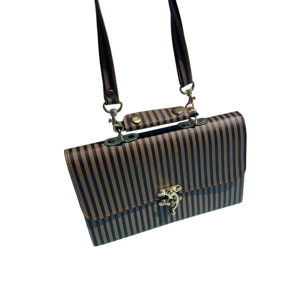 Vintage Striped Brown and Black Women's Bag - Picture 7 of 9